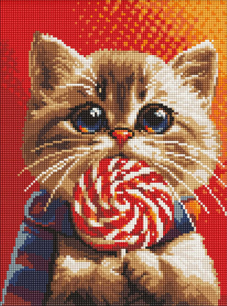 Алмазная живопись Ideyka Котик с конфетой 30х40 см (AMO7976) - Фото 1