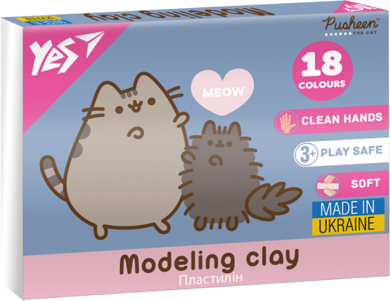 Пластилин классический YES Pusheen 18 цв. 360 г (540695) - Фото 1