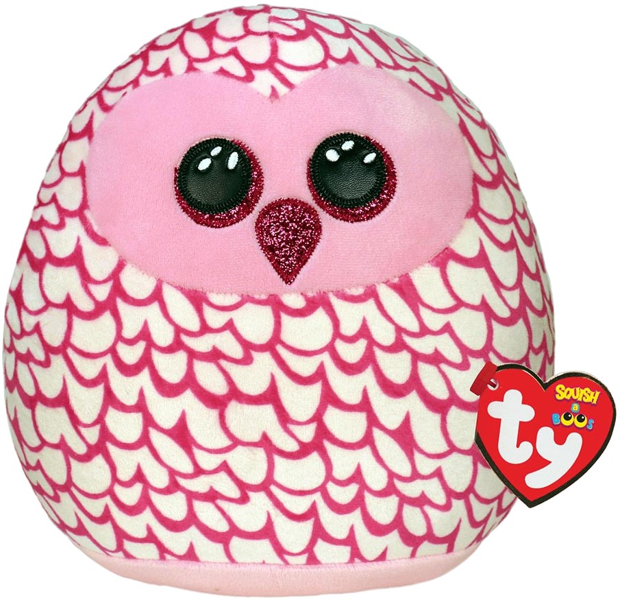 М'яка іграшка подушка TY SQUISH-A-BOOS Рожева сова "PINKY" 20 см (39300) - Фото 1