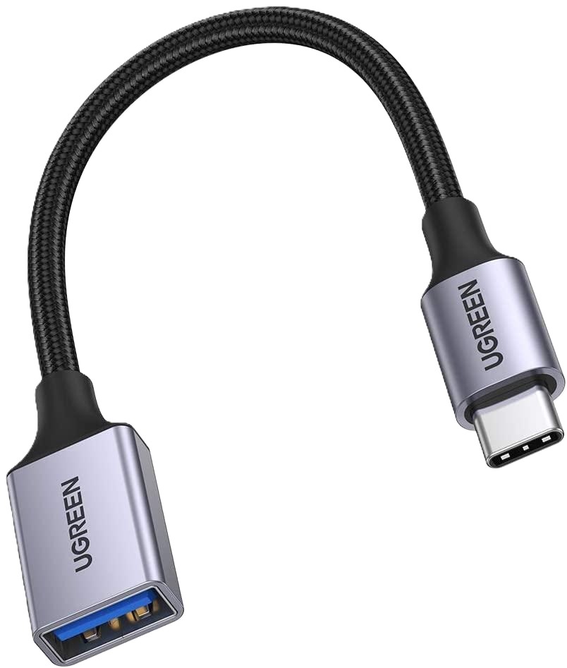 Перехідник UGREEN US378 USB-C to USB 3.0 OTG Alu Case with Braid 10cm Black (70889) - Фото 1