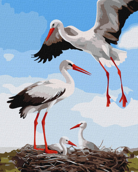 Картина за номерами Ideyka Сім'я лелек 40x50 см (KHO6603) - Фото 1