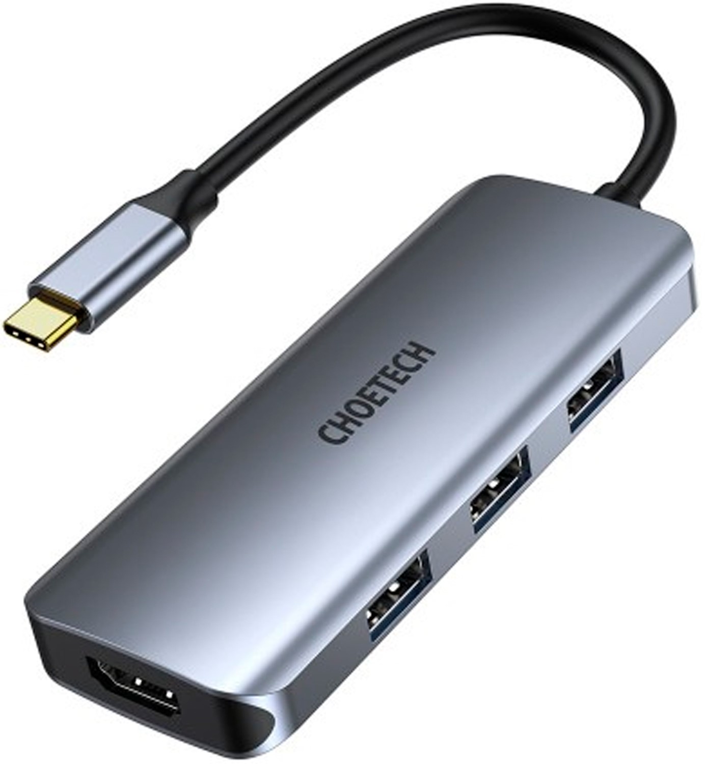 Хаб USB Choetech USB 3.1 - 3хUSB 3.0+USB-C PD100W+HDMI 4K 30HZ+SD/TF 7 in 1 (HUB-M19-GY) - Фото 1