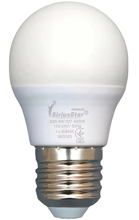 Лампочка светодиодная SiriusStar 3406 G45 4W-4000K-E27 - Фото 1