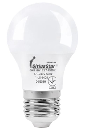 Лампочка светодиодная SiriusStar 3408 G45 6W-4000K-E27 - Фото 1