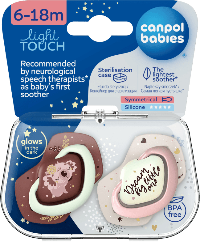 Симметричная пустышка Canpol babies SLEEPY KOALA 6-18 мес 2 шт. розовая (22/659_pin) - Фото 1