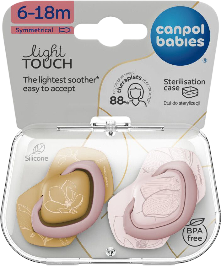 Симметричная пустышка Canpol babies GOLD 6-18 мес 2 шт. розовая (22/665_pin) - Фото 1