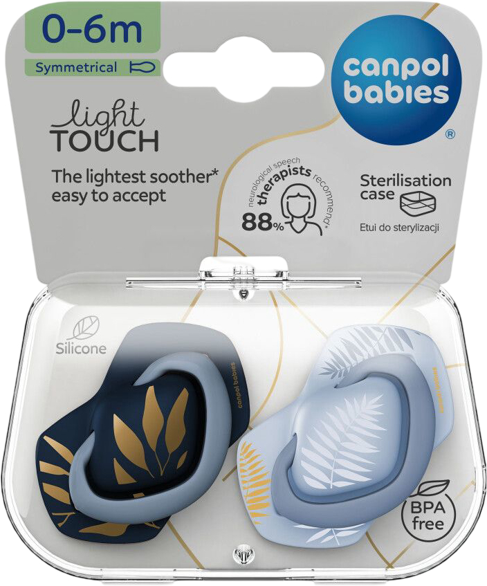 Симметричная пустышка Canpol babies GOLD0-6 мес 2 шт. голубая (22/664_blu) - Фото 1