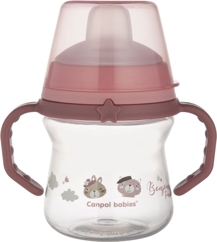 Поильник-непроливайка детский Canpol babies BONJOUR PARIS 150 мл розовая (56/612_pin) - Фото 1