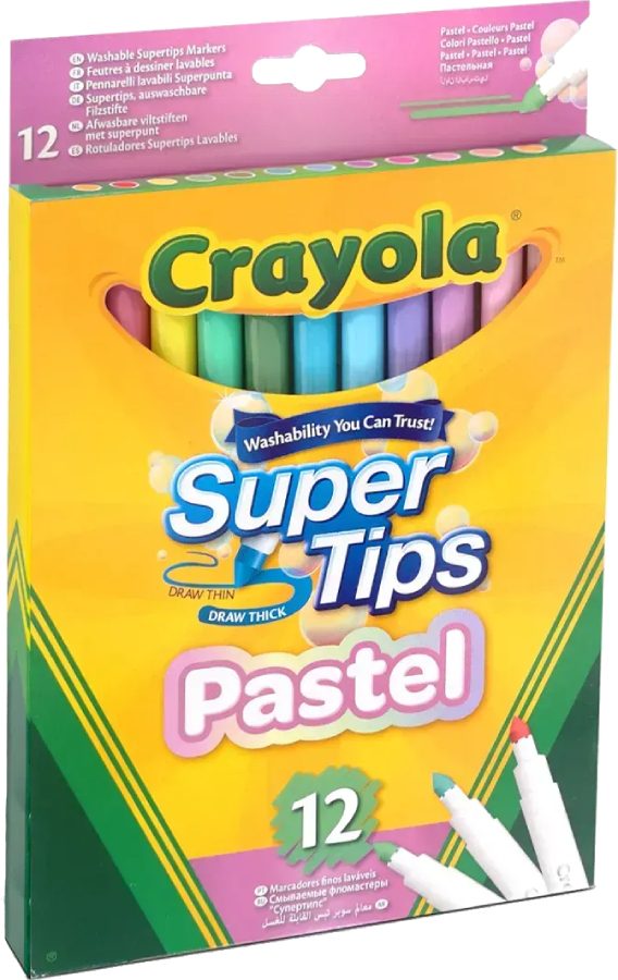 Фломастеры Crayola Supertips (washable) пастельные цвета, 12 шт. (58-7515) - Фото 1
