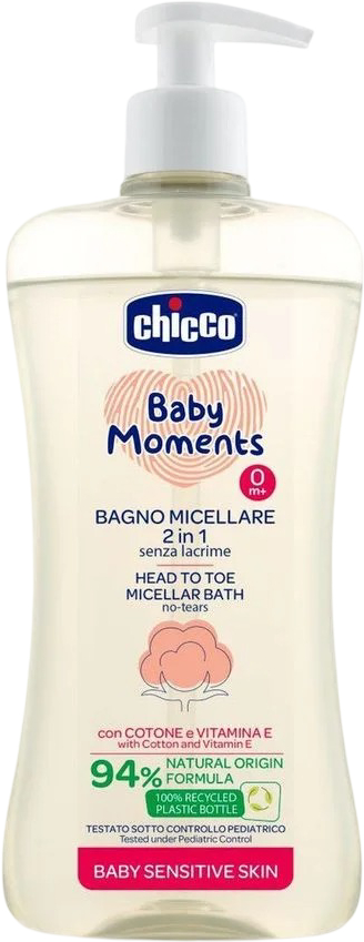 Шампунь для детей Chicco гель мицеллярный для чувствительной кожи Baby Moments 500 мл (10241.00) - Фото 1
