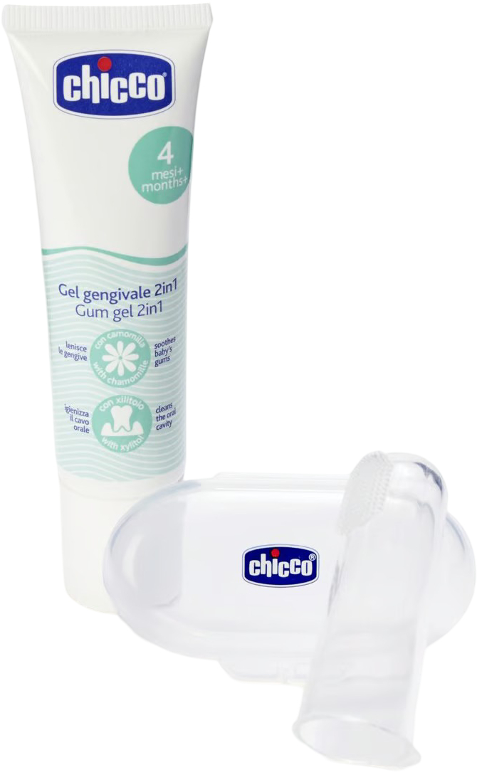 Гель для десен малыша Chicco 2в1+ зубная щетка-массажер (11262.00) - Фото 1