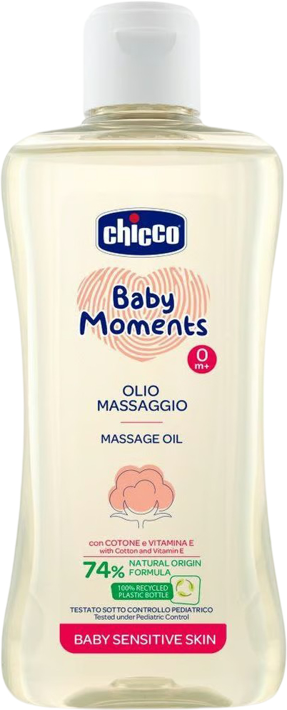 Масло для массажа Chicco для чувствительной кожи Baby Moments 200 мл (10242.00) - Фото 1