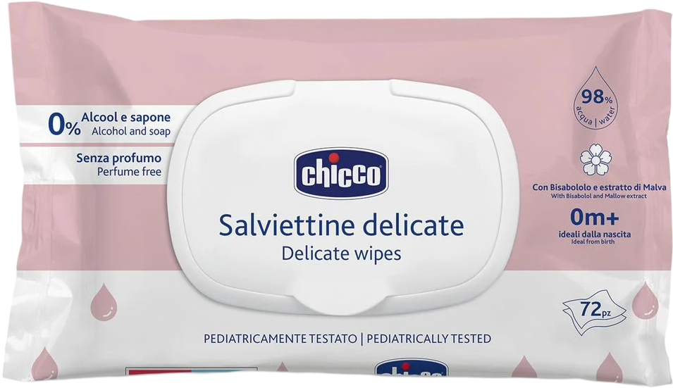 Вологі серветки для немовлят Chicco 72 шт. (12050.60) - Фото 1