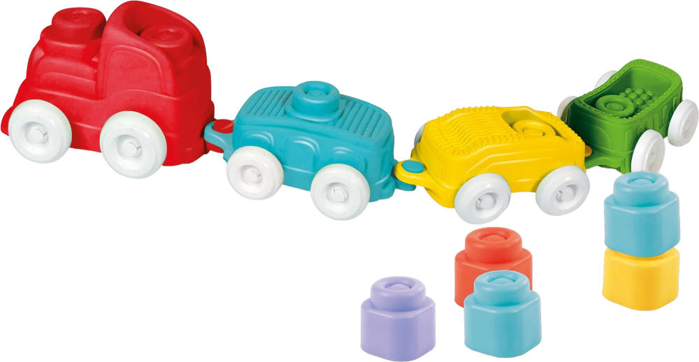 Базовий ігровий транспорт для малюка Clementoni з конструктором Sensory Train серія Soft Clemmy (17424) - Фото 1