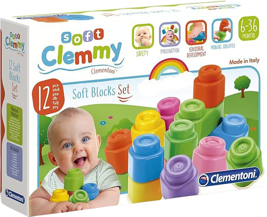 Пластиковий конструктор для малюків Clementoni Soft Blocks серія Soft Clemmy 12 деталей (14706) - Фото 1