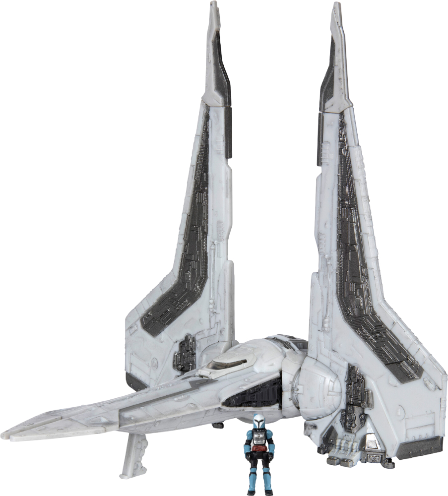 Коллекционная фигурка STAR WARS Medium Vehicle Транспорт и фигурка Kom'rk-Class Mandalorian Starfighter 12.5 см (SWJ0019) - Фото 1
