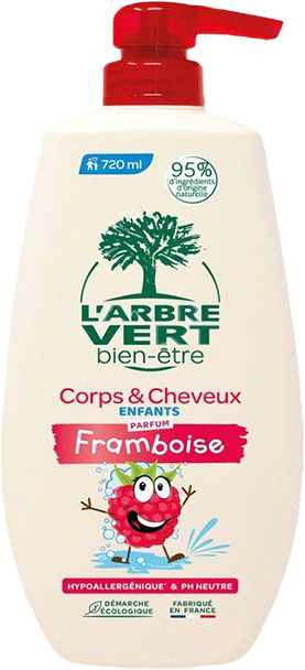 Гель для душа детский L'Arbre Vert с малиновым экстрактом 720 мл (3450601100444) - Фото 1