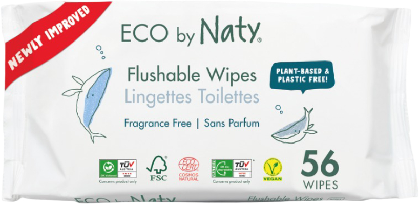 Влажная туалетная бумага детская Eco By Naty смывающая, 56 шт. (7330933177269) - Фото 1