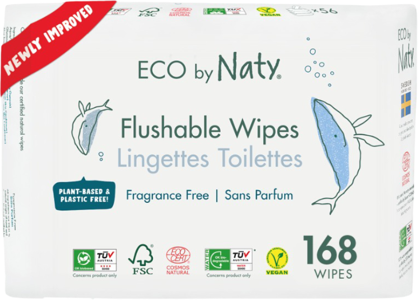 Влажная туалетная бумага детская Eco By Naty смывающая, 168 шт. (7330933177177) - Фото 1