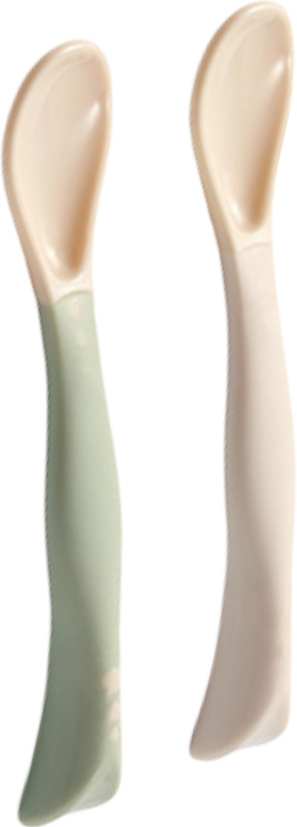 Набор детских столовых приборов для малыша BabyOno эластичные 2 шт. Светло-серый и оливковый (1066/07) - Фото 1