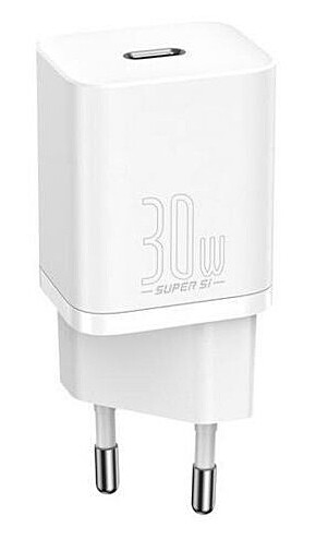 Сетевое зарядное устройство Baseus Super Silicone PD 30W 1 Type-C EU (CCSUP-J02) - Фото 1