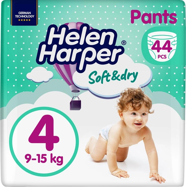 Одноразові підгузки-трусики Helen Harper Soft&Dry Pants 4 (9-15кг) 44 шт. Maxi (5411416031703) - Фото 1