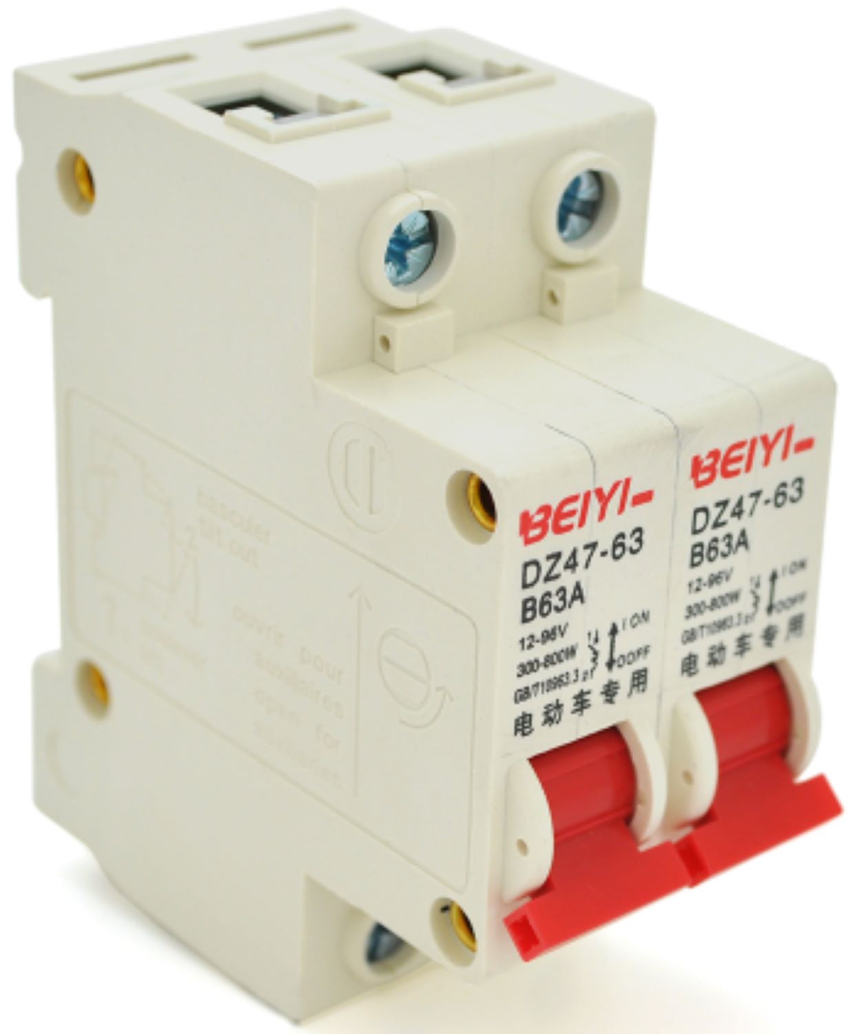 Релейный выключатель BEIYI DZ47-63-2P-B63A, B63, 300-800W. 12-96V - Фото 1