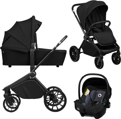 Коляска универсальная 3 в 1 Lionelo Mika Plus Black Onyx - Фото 1