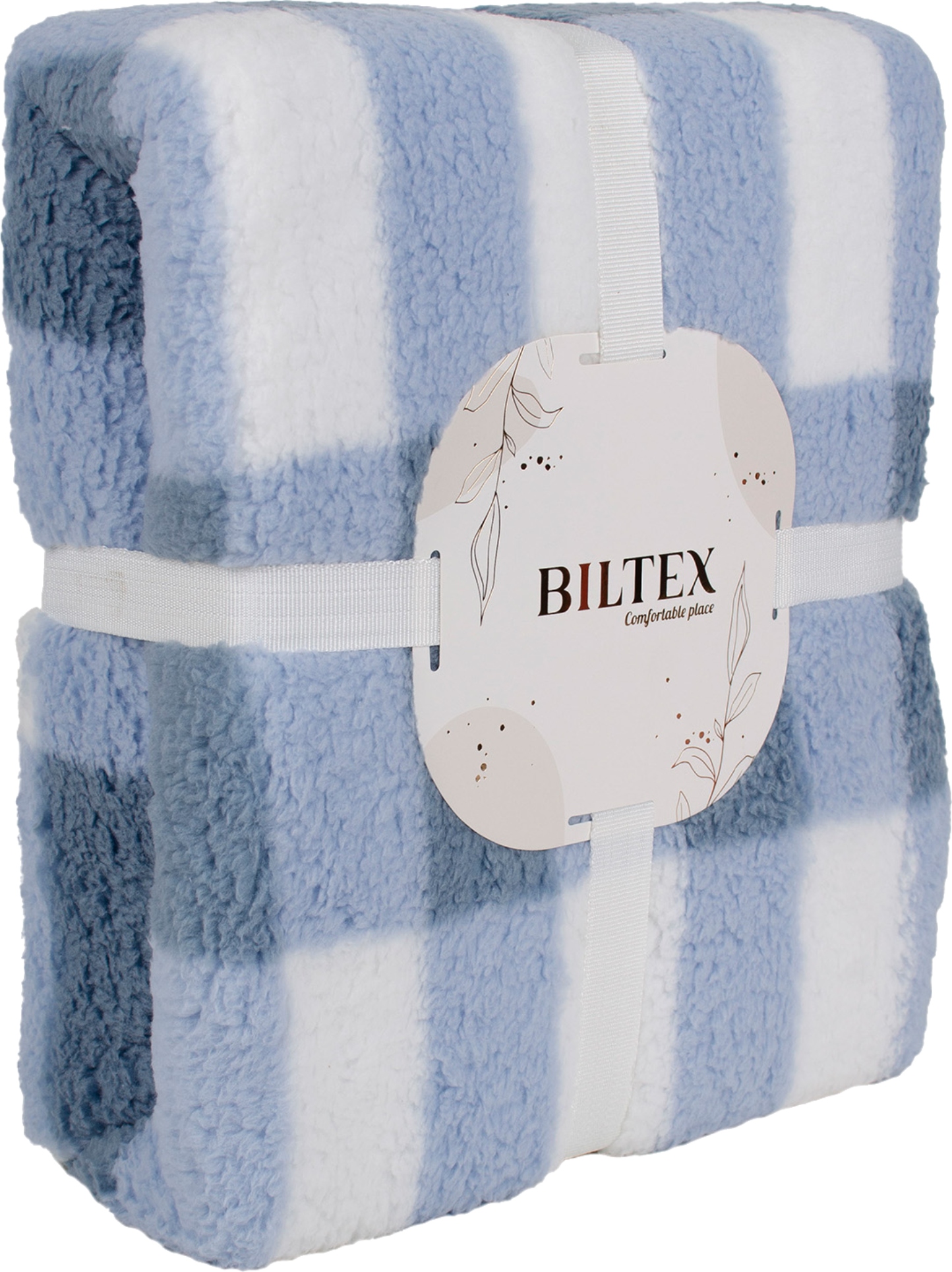 Плед полуторный Biltex шерпа Chester blue 150х200 (2000998958350) - Фото 1