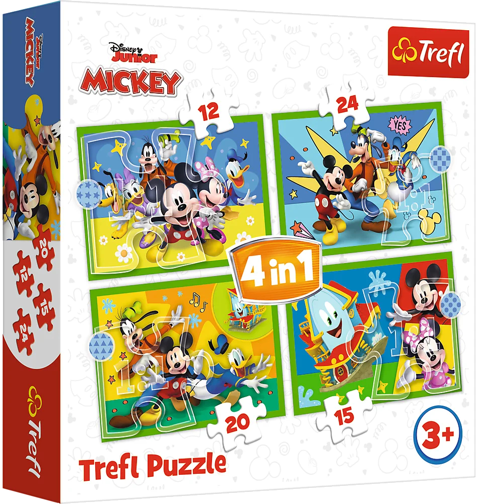 Пазлы (3-4 года) Trefl 4в1 Mickey&friends Среди друзей (46169) - Фото 1