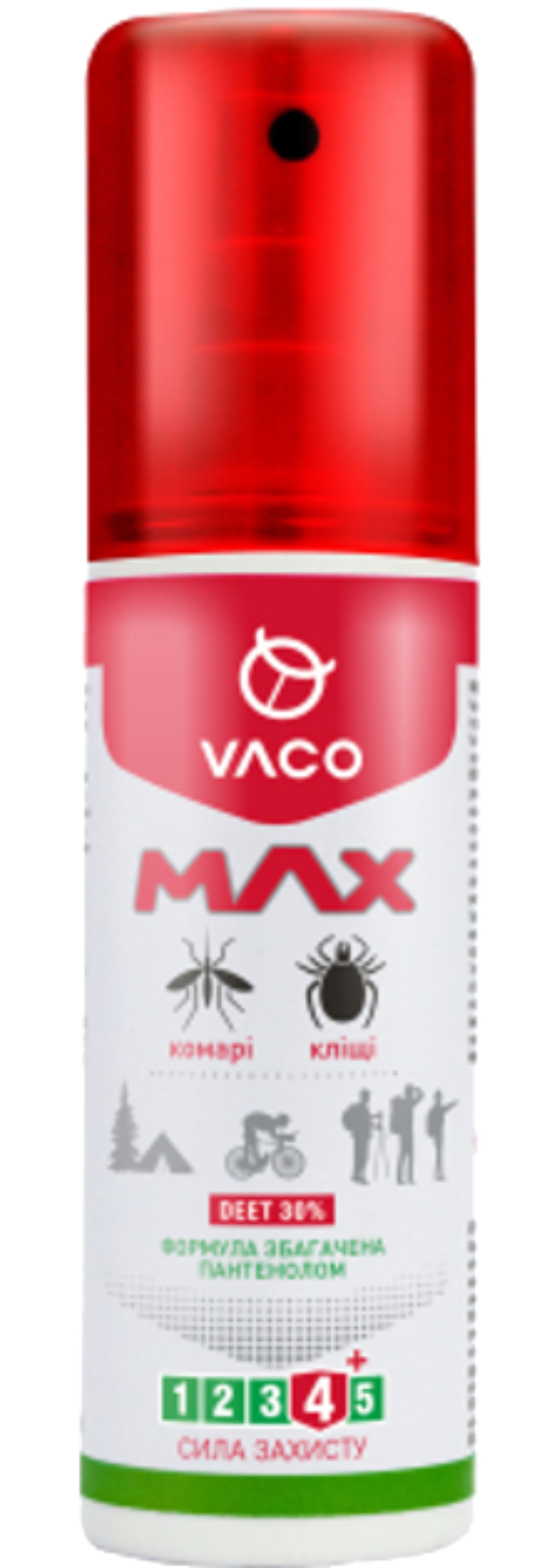 Спрей от насекомых VACO MAX от комаров, клещей и мошек DEET 30% с пант 80 мл (5901821952590) - Фото 1