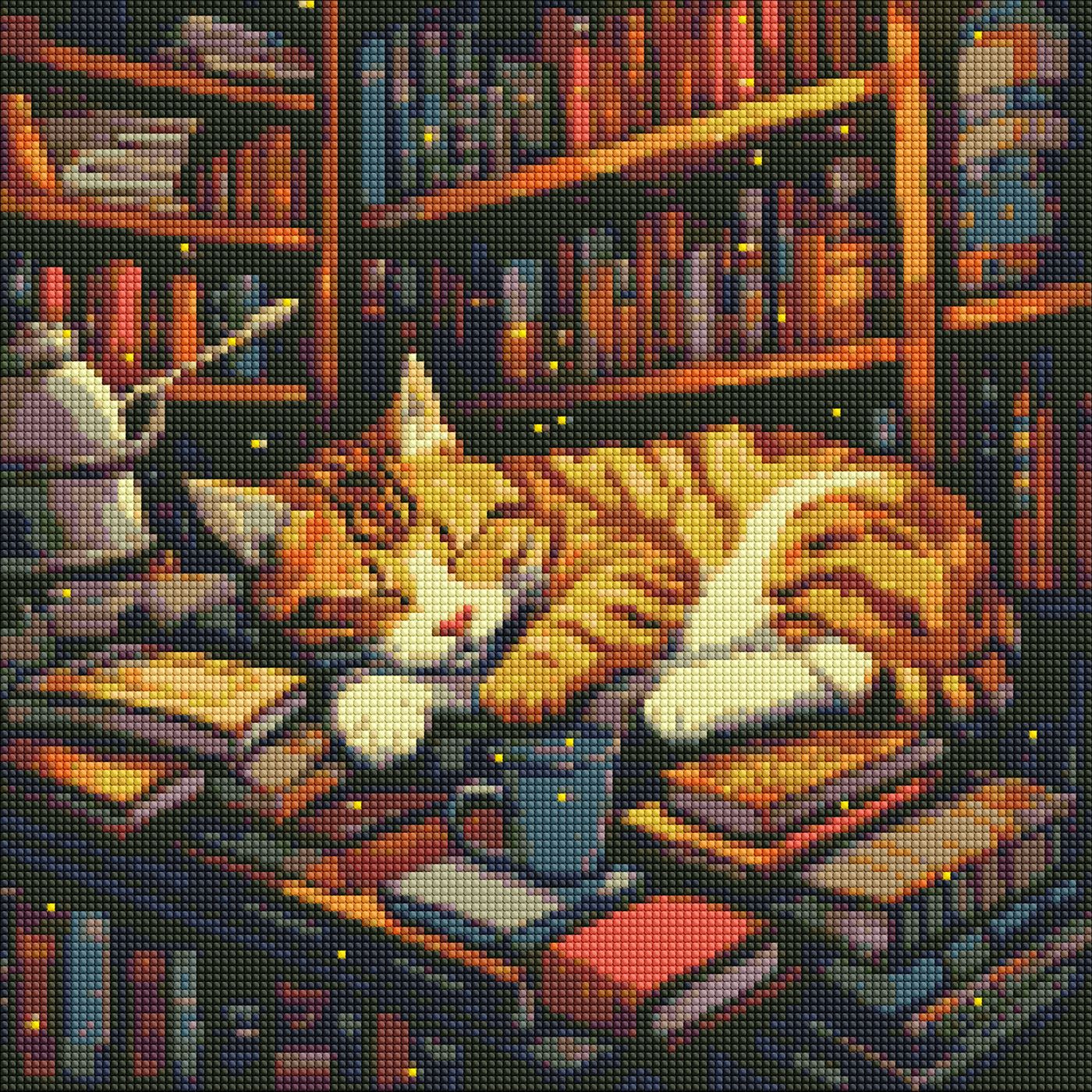 Алмазная живопись Ideyka Пушистый книголюб 40х40 см (AMO7648) - Фото 1
