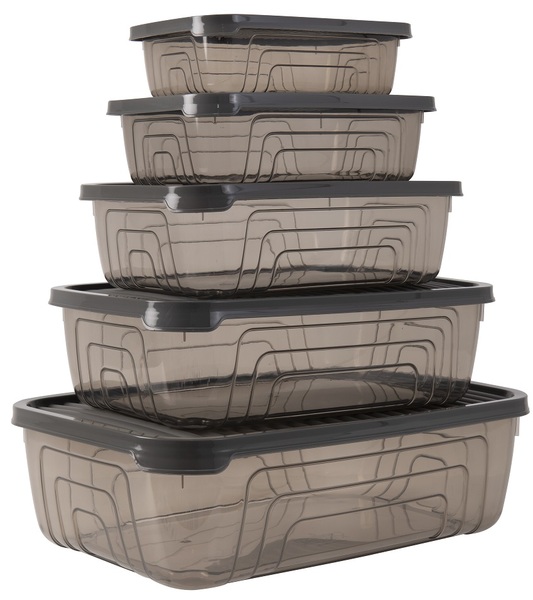Набор емкостей для хранения Herevin Storage Bowl Set-Grey 5 шт. 0.35 л (163333-012) - Фото 1