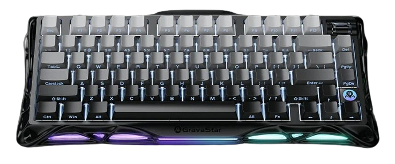 Клавиатура беспроводная игровая GravaStar Mercury K1 80keys Cheery Pink BT/WL/USB  Black (GSK1_GBLK) - Фото 1