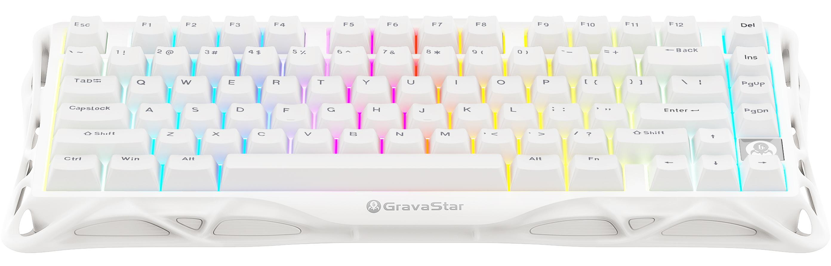 Клавиатура беспроводная игровая GravaStar Mercury K1 Lite 80keys BSUN Grey BT/WL/USB White (GSK1LITE_WHT) - Фото 1