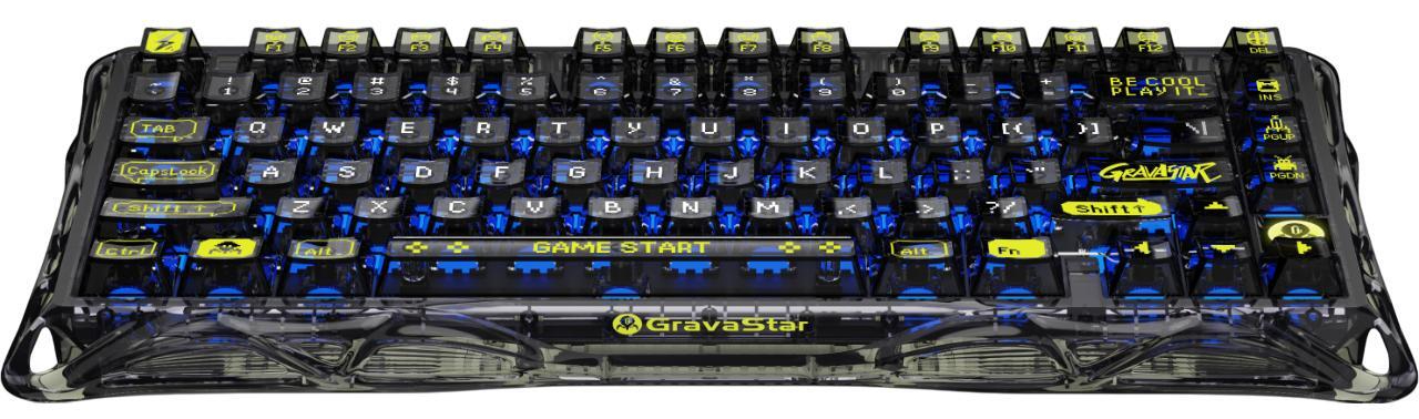 Клавиатура беспроводная игровая GravaStar Mercury K1 Lite 80keys BSUN Grey BT/WL/USB Black (GSK1LITE_XTAL_BLK) - Фото 1