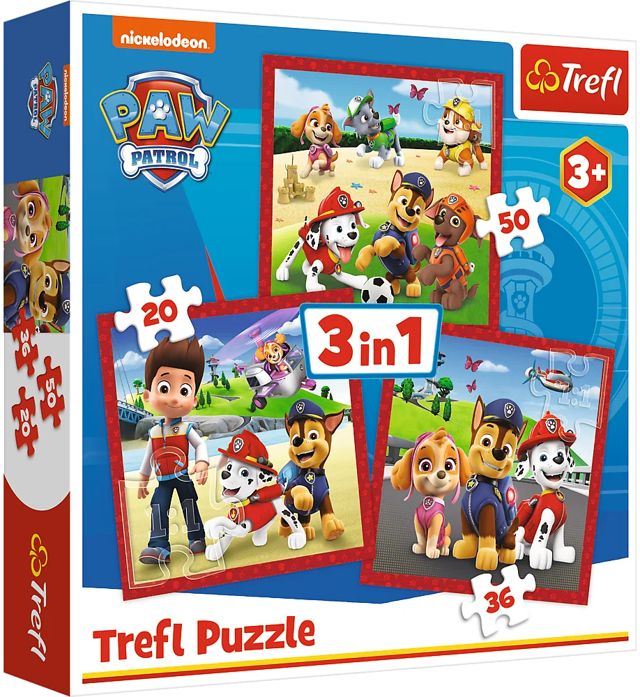 Пазлы (3-4 года) Trefl 3в1 Paw Patrol Счастливые собаки (48675) - Фото 1