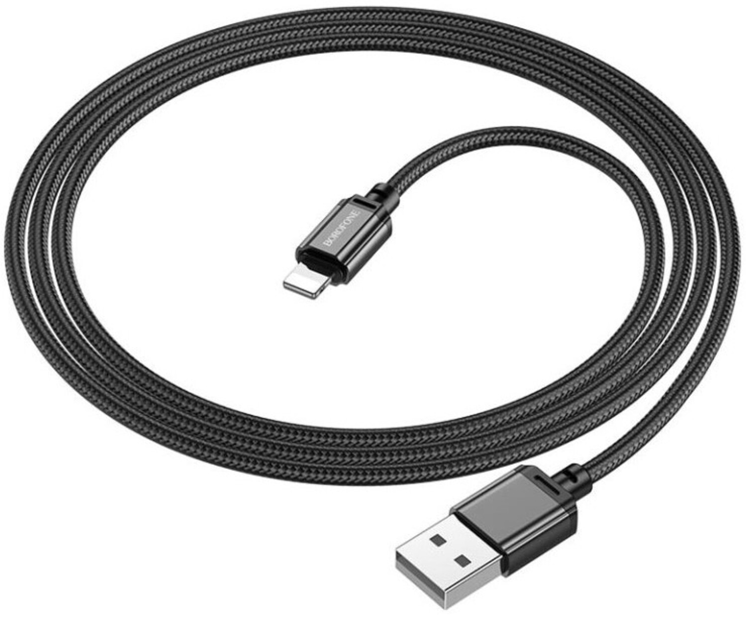 Кабель синхронізації даних BOROFONE BX87 USB to iP 2.4A,1m Black (6974443389005) - Фото 1