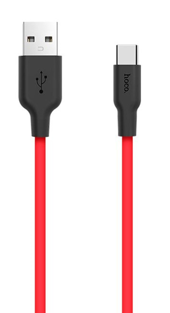 Кабель синхронизации данных HOCO X21 USB to Type-C 2A, 1m Black+Red (6957531071419) - Фото 1