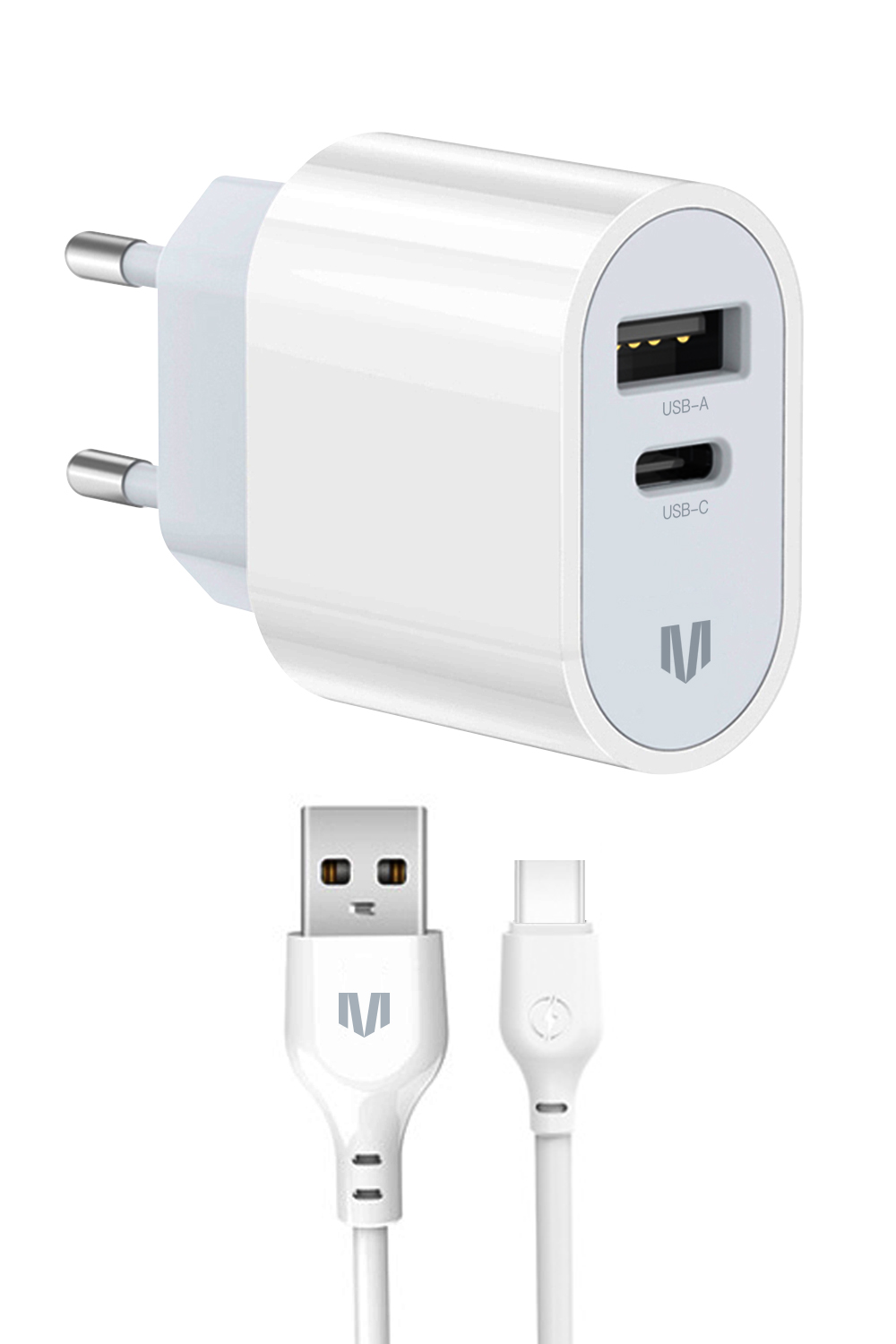 Сетевое зарядное устройство MadeInFuture MFS12 12W A+C+USB-A to USB-C White (MIF82822) - Фото 1