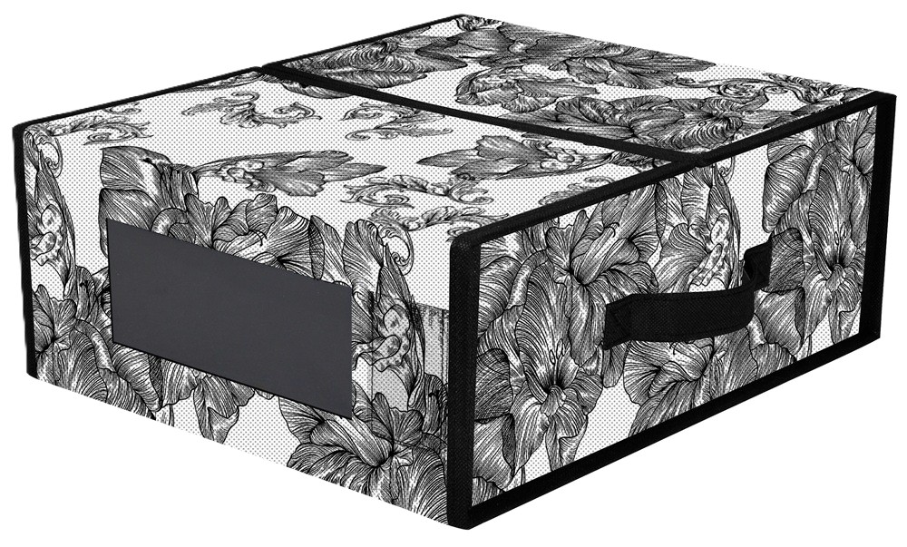 Корзина для хранения Idea Home BS-S01 ткан. с/кр Anthracite Flowers - Фото 1