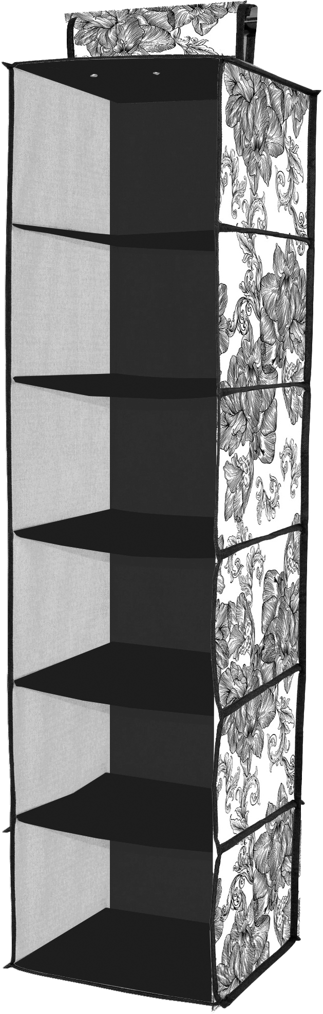 Органайзер для хранения Idea Home NP-121 Anthracite Flowers 28x28x112 см (NP-121 ткан. 6ком. подвес. Anthracite Flowers) - Фото 1