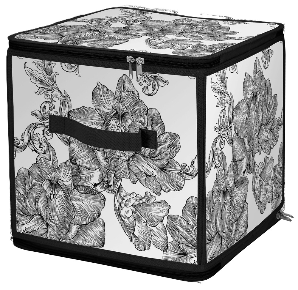 Короб для хранения Idea Home DB-22 квад. с/кр с/блеск Anthracite Flowers - Фото 1