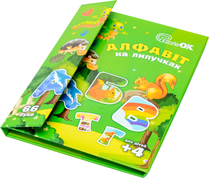 Настольная игра развивающая (3-4 года) PuzzleOk Алфавит на липучках (Puz-26919) - Фото 1