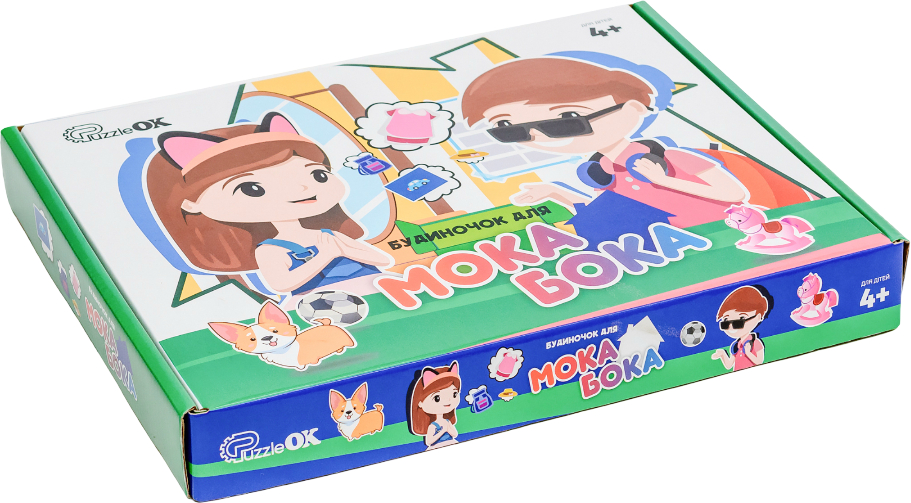 Настольная игра развивающая (3-4 года) PuzzleOk Деревянная игра с наклейками Домик для Мока Бока 6 ст., 103 дет. (Puz-88892) - Фото 1