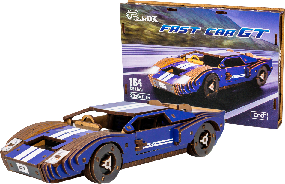 3D пазли PuzzleOk "Fast Car GT"  164 дет., синій (Puz-26915) - Фото 1