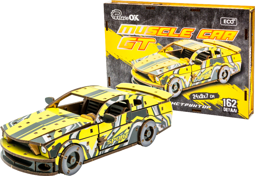 3D пазли PuzzleOk "Muscle Car" 162 дет., жовтий колір (Puz-00638) - Фото 1