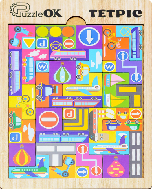 Головоломка из дерева PuzzleOk Развивающая деревянная игрушка "Тетрис Транспорт" (Puz-22922) - Фото 1