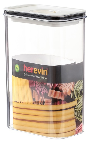 Емкость для сыпучих Herevin Canister-Vacuum Lid-White-Black 2.5 л (161189-000) - Фото 1