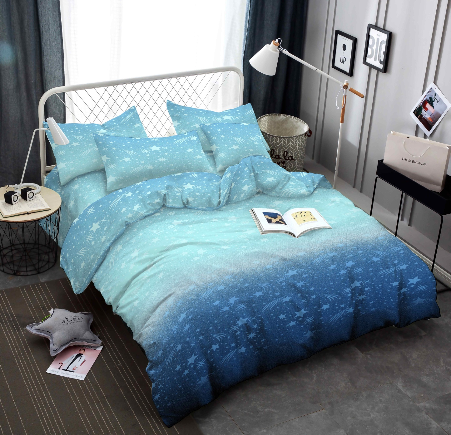 Комплект постельного белья Zastelli JH 5810-6 Космос 200х220 см голубой - Фото 1